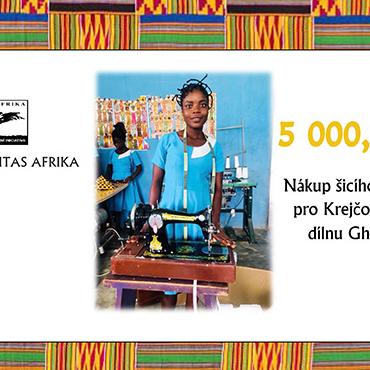 Nákup šicího stroje pro Krejčovskou dílnu v Ghaně - 5000,-Kč